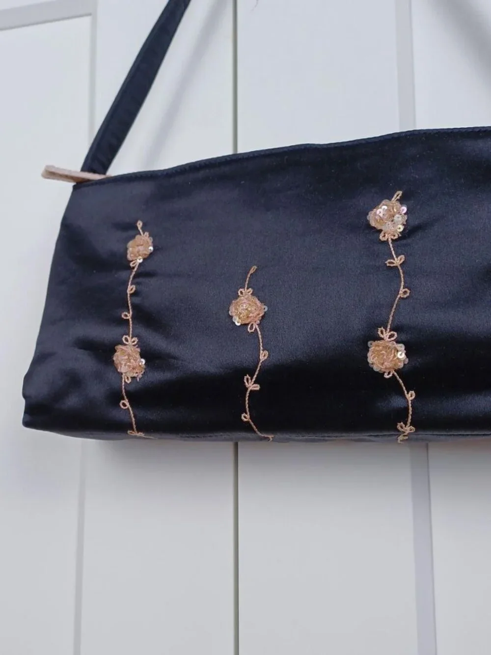 Vintage Blumarine y2k satin baguette bag embroidered floral shoulder purse